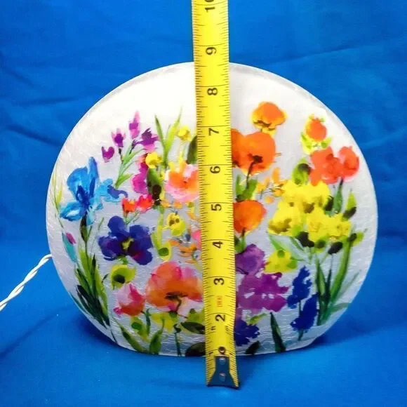 Spring Florals Glass Lighted Vase Signed Home Decor Illumination - Picture 13 of 14